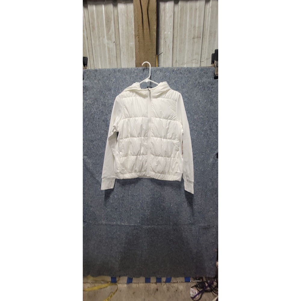 Avia Women's Quilted Jacket White Long Sleeve Hooded Size L NWT